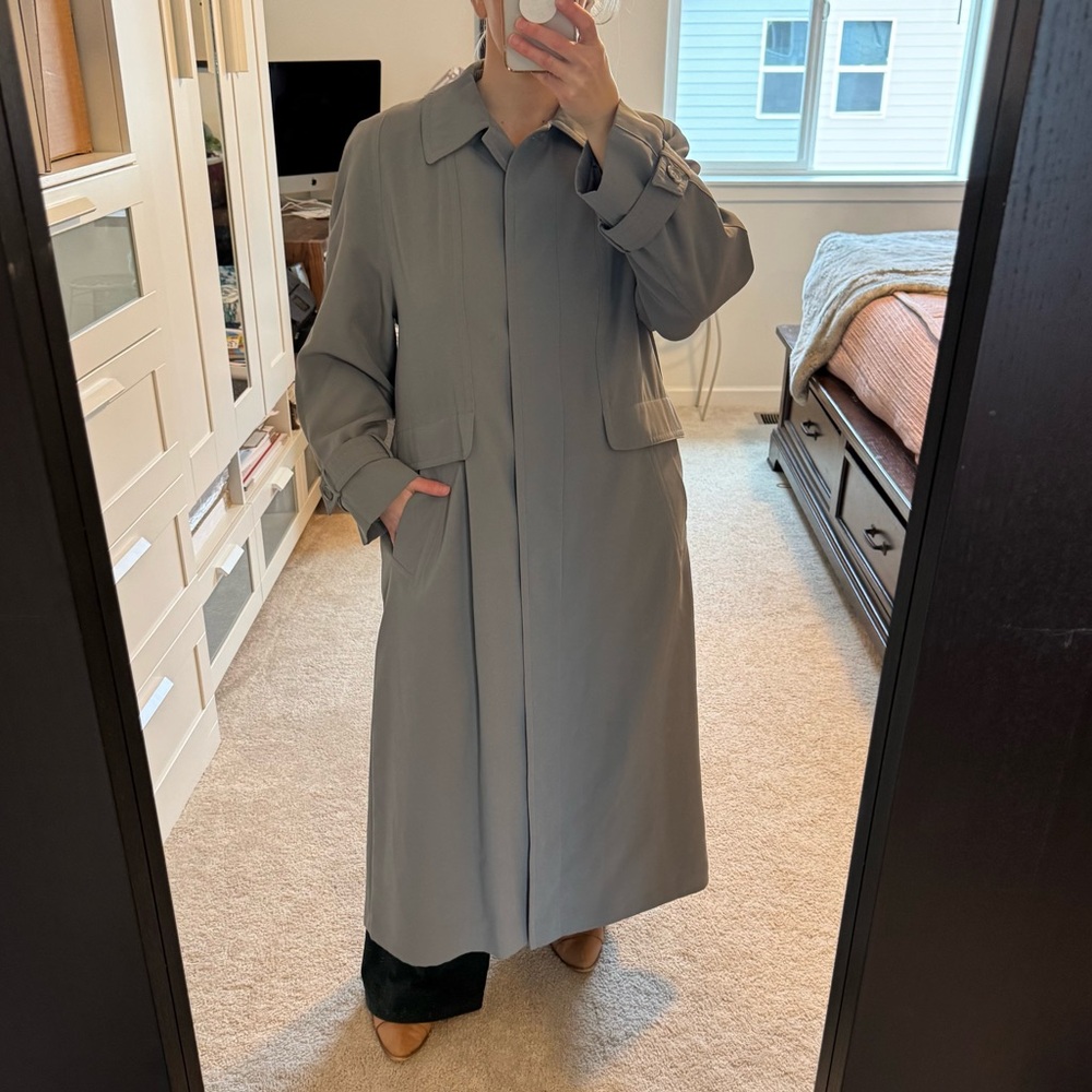 Gallery Duster Maxi Trench - Light Khaki Sage - Size 10
